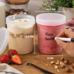 Kit de 2 pots à glace 700mL et un feutre
