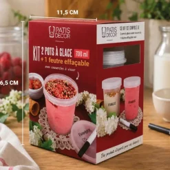 Kit de 2 pots à glace 700mL et un feutre