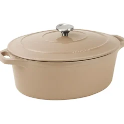 Le Chasseur cocotte ovale avec couvercle marron glacé 31 x 26 cm