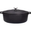 Le Chasseur cocotte ovale avec couvercle noire 35 x 28 cm
