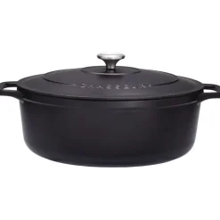 Le Chasseur cocotte ovale avec couvercle noire 35 x 28 cm