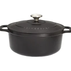 Le Chasseur cocotte ronde avec couvercle noire 20 cm