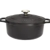 Le Chasseur cocotte ronde avec couvercle noire 32 cm