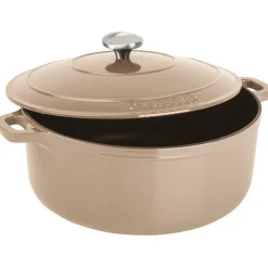 Le Chasseur cocotte ronde avec couvercle marron glacé 24 cm