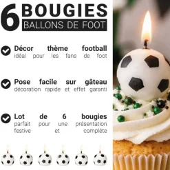 Lot de 6 bougies ballons de football