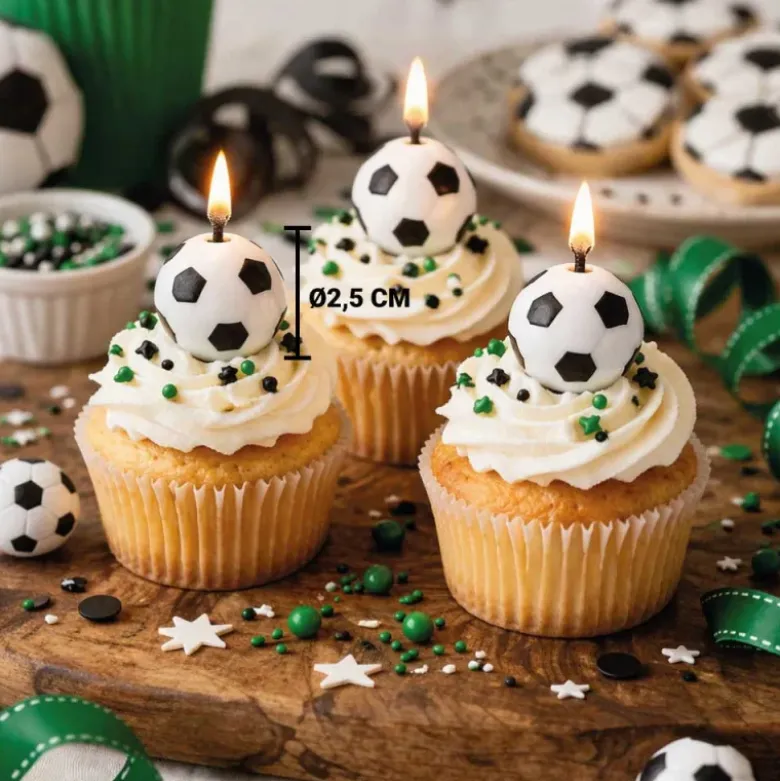Lot de 6 bougies ballons de football