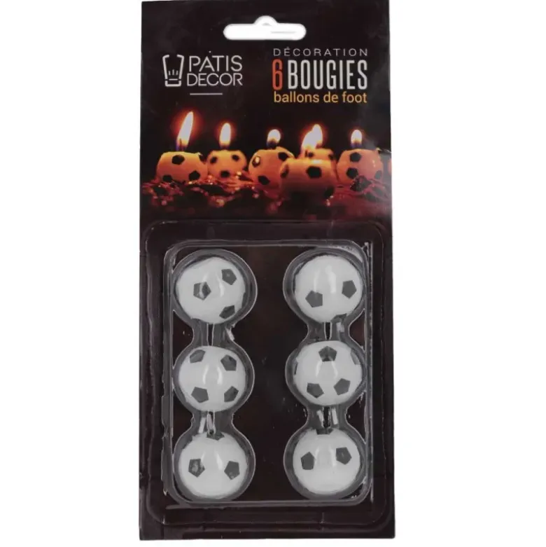Lot de 6 bougies ballons de football