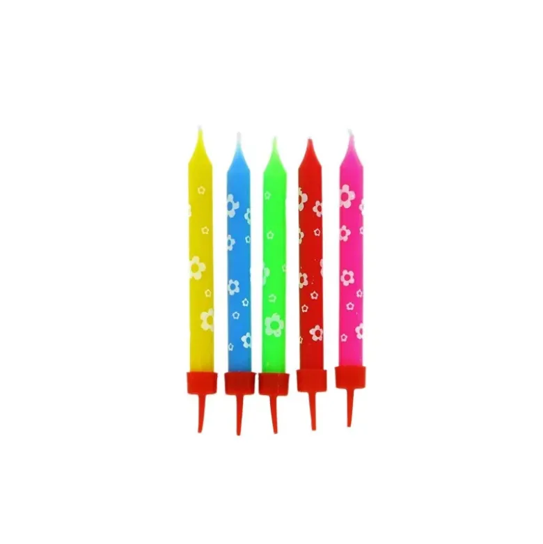 Lot de 10 bougies muticolores fleurs