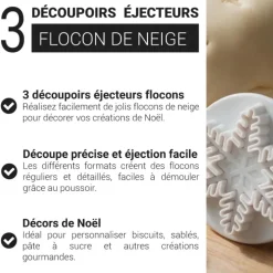 Lot de 3 découpoirs éjecteurs Flocon de neige