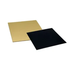 Lot de 5 supports cartonnés à gâteaux carrés or et noir