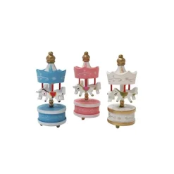 Lot de 3 toppers carrousel rose blanc bleu