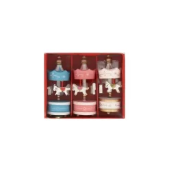 Lot de 3 toppers carrousel rose blanc bleu