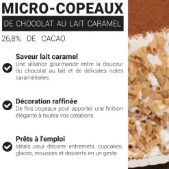 Micro-copeaux de chocolat au lait caramel - 26,8% de cacao - 100g