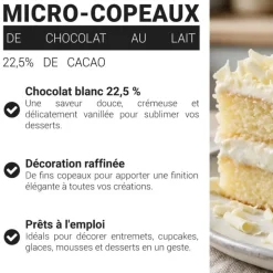 Micro-copeaux de chocolat blanc - 22,5% de cacao - 100g