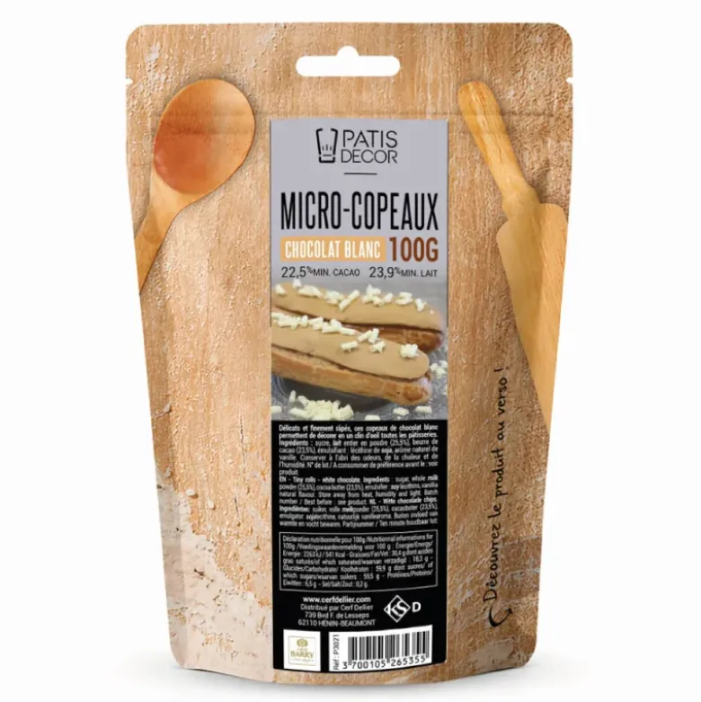 Micro-copeaux de chocolat blanc - 22,5% de cacao - 100g