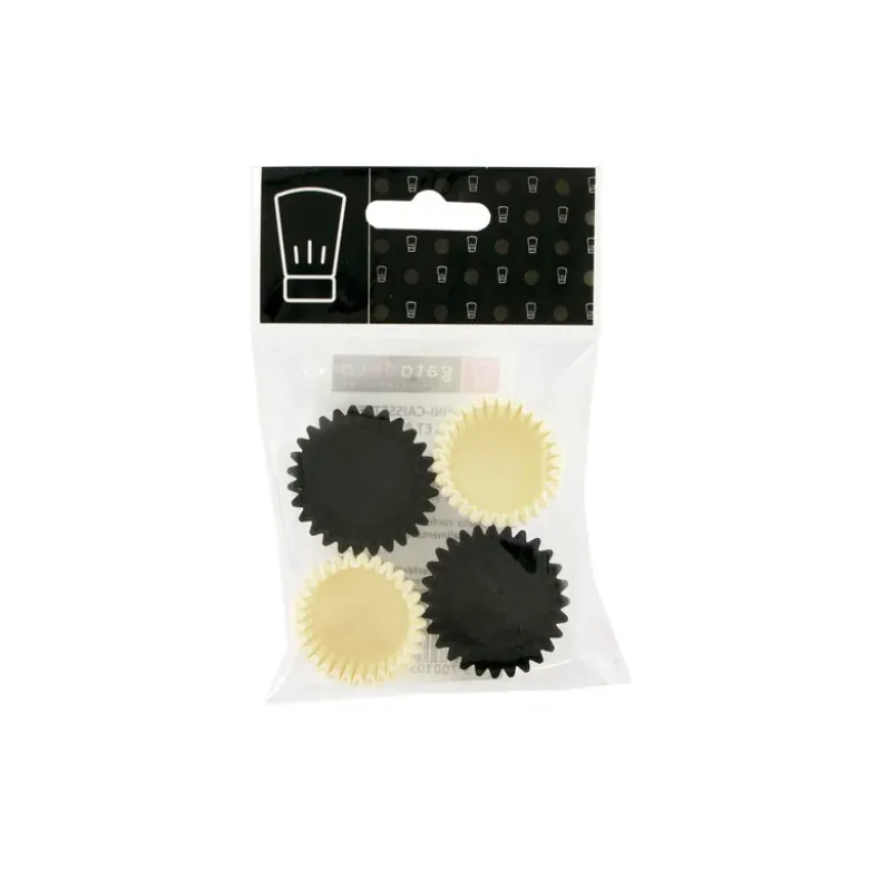 Mini-caissettes de cuisson noires et blanches (x80)