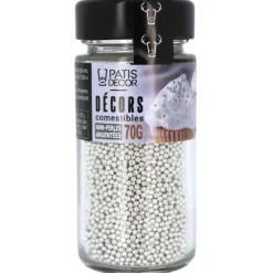Mini perles argentées comestibles Ø 2 mm 70 g
