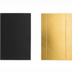 Mini supports cartonnés rectangles or et noir rainés (x10)