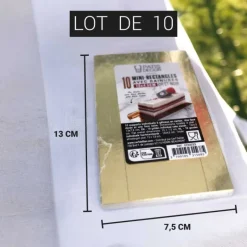 Mini supports cartonnés rectangles or et noir rainés (x10)