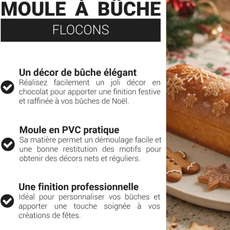 Moule à bûche PVC "Flocons"