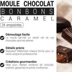 Moule à bonbons de chocolat carrés caramel - 24 empreintes