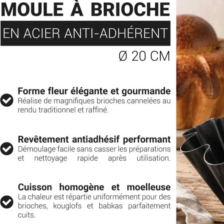 Moule à brioche en acier antiadhérent sans PFAS Ø20cm