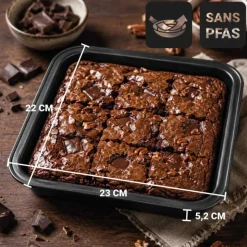 Moule à brownie en acier antiadhérent sans PFAS 19,5x19cm