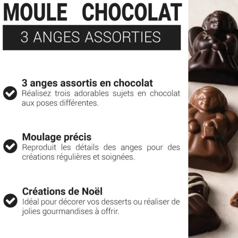 Moule chocolat 3 Anges assortis Patisdécor