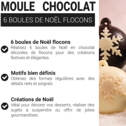 Moule chocolat 6 Boules de Noël flocons