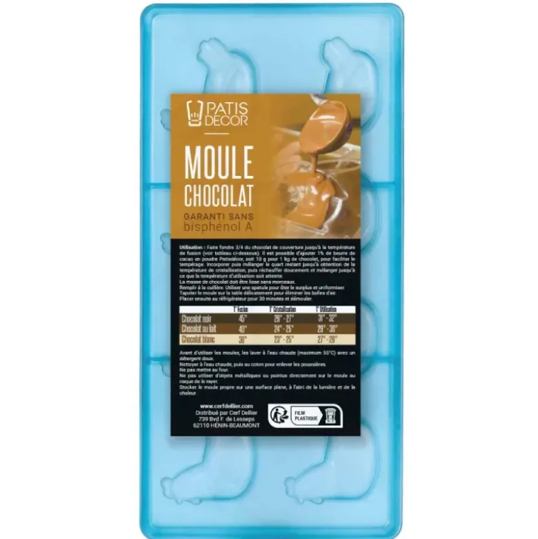Moule chocolat 8 demi-poules plates assises 5 cm