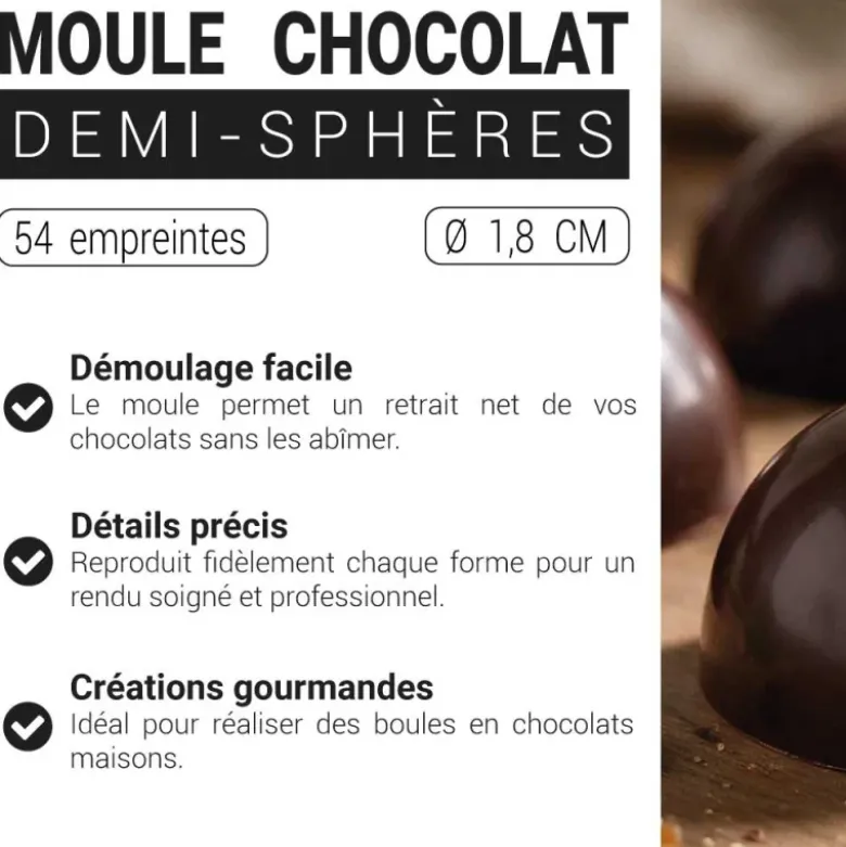 Moule chocolat demi-sphères 18 mm