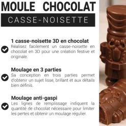 Moule chocolat en 3 parties 1 casse-noisette 3D