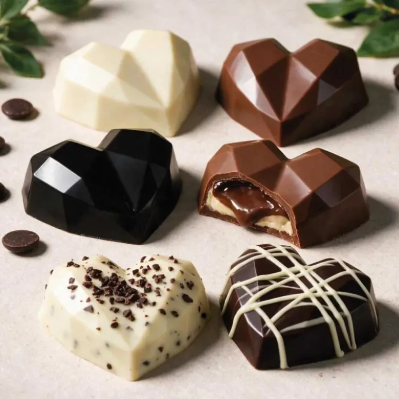 Moule chocolat en 3 parties coeurs origami