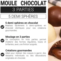 Moule chocolat en 3 parties 5 demi sphères
