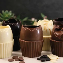Moule chocolat en 3 parties demi œuf cupcake 3D