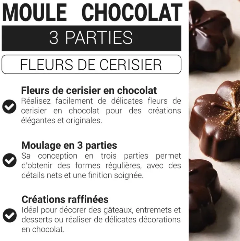 Moule chocolat en 3 parties fleurs de cerisier