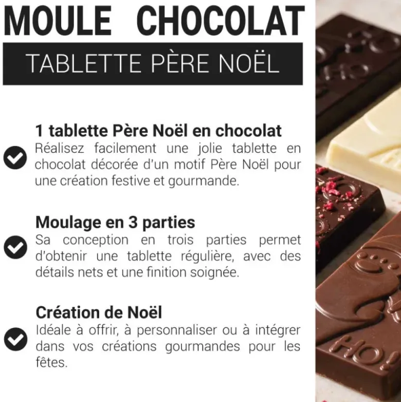 Moule chocolat en 3 parties Tablette père Noël Patisdécor