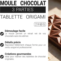 Moule chocolat en 3 parties tablette origami