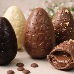 Moule chocolat en 3 parties œuf 3D motif cœur