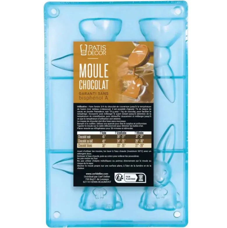 Moule chocolat 2 lapins oreilles 10 cm