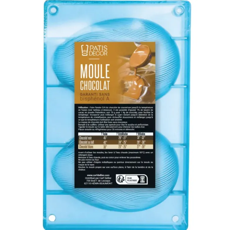 Moule chocolat oeuf strié 15 cm Patisdécor