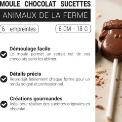 Moule Chocolat Sucettes Animaux de la Ferme