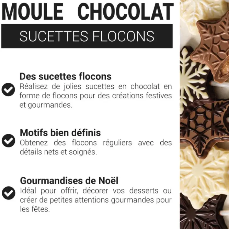 Moule Chocolat Sucettes Flocons