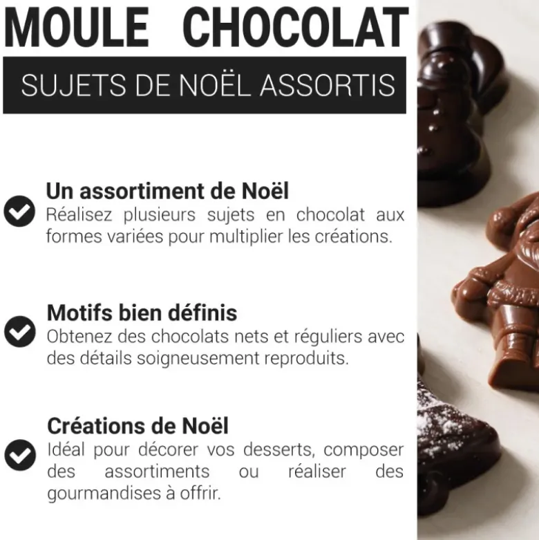 Moule chocolat sujets de Noël assortis