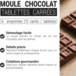 Moule chocolat 6 tablettes carrés