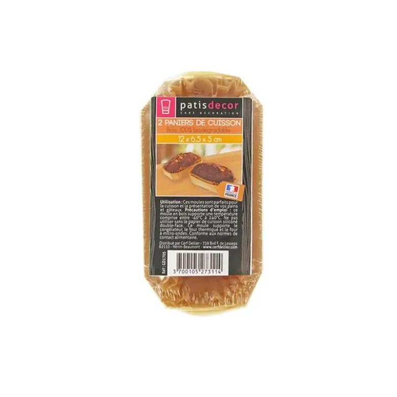 Moule de cuisson bois 12 x 6,5 x 5 cm (x2)