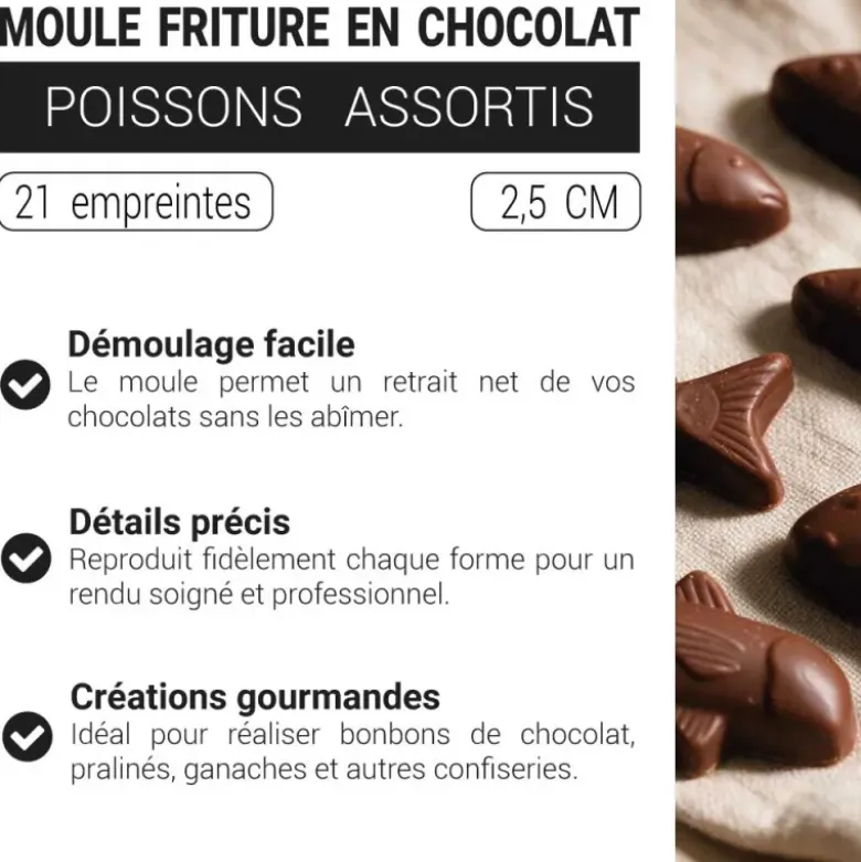 Moule fritures en chocolat poissons assortis
