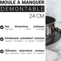 Moule à manqué démontable antiadhésif- diamètre 24 cm