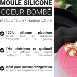 Moule Silicone Coeur Bombé