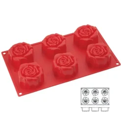 Moule silicone 6 roses fleuries